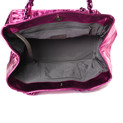Chanel Metallic Cracked Calfskin Small Modern Chain Tote Fuchsia 5 of 14