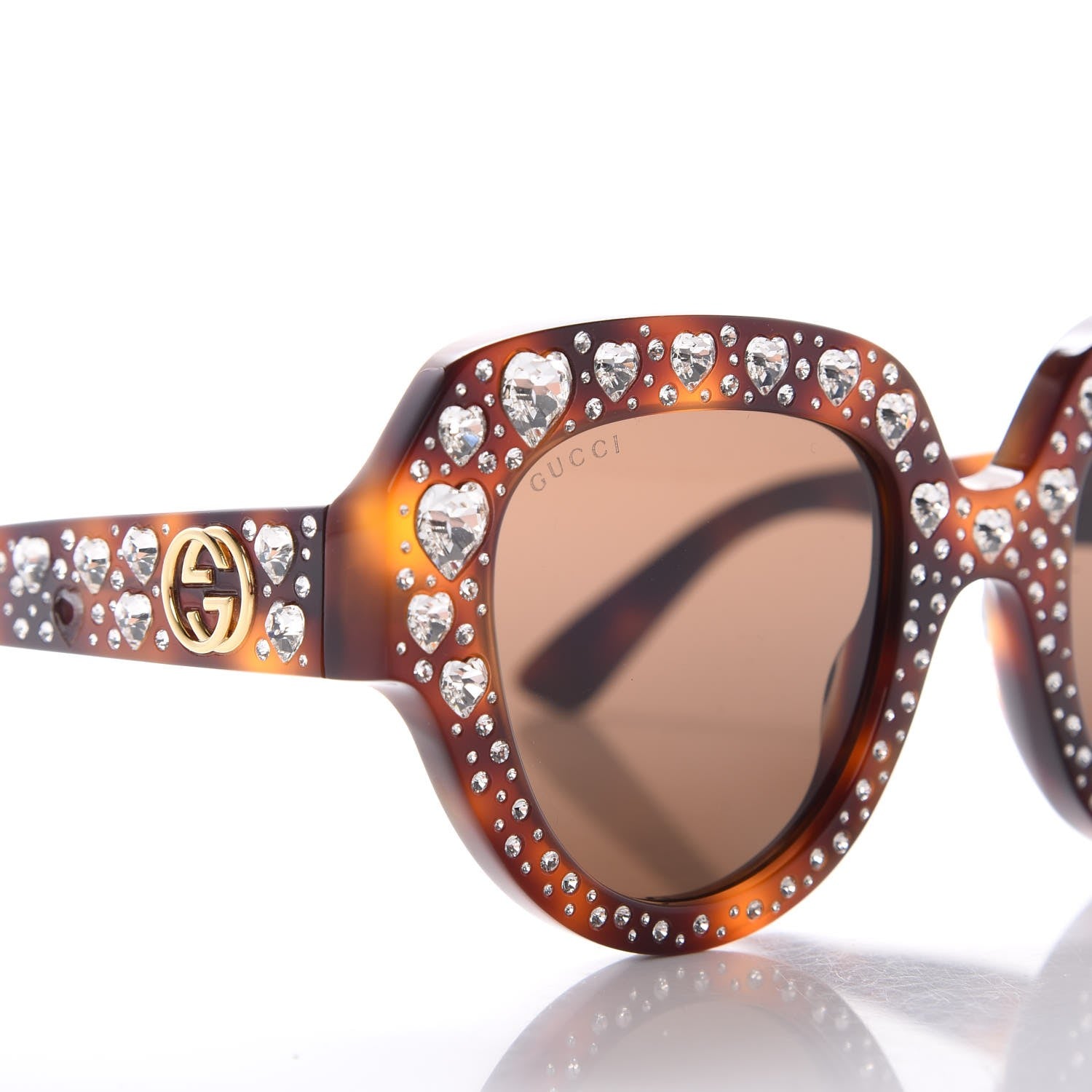 Gucci Crystal Cat Eye Sunglasses GG0308S Havana 7 of 7