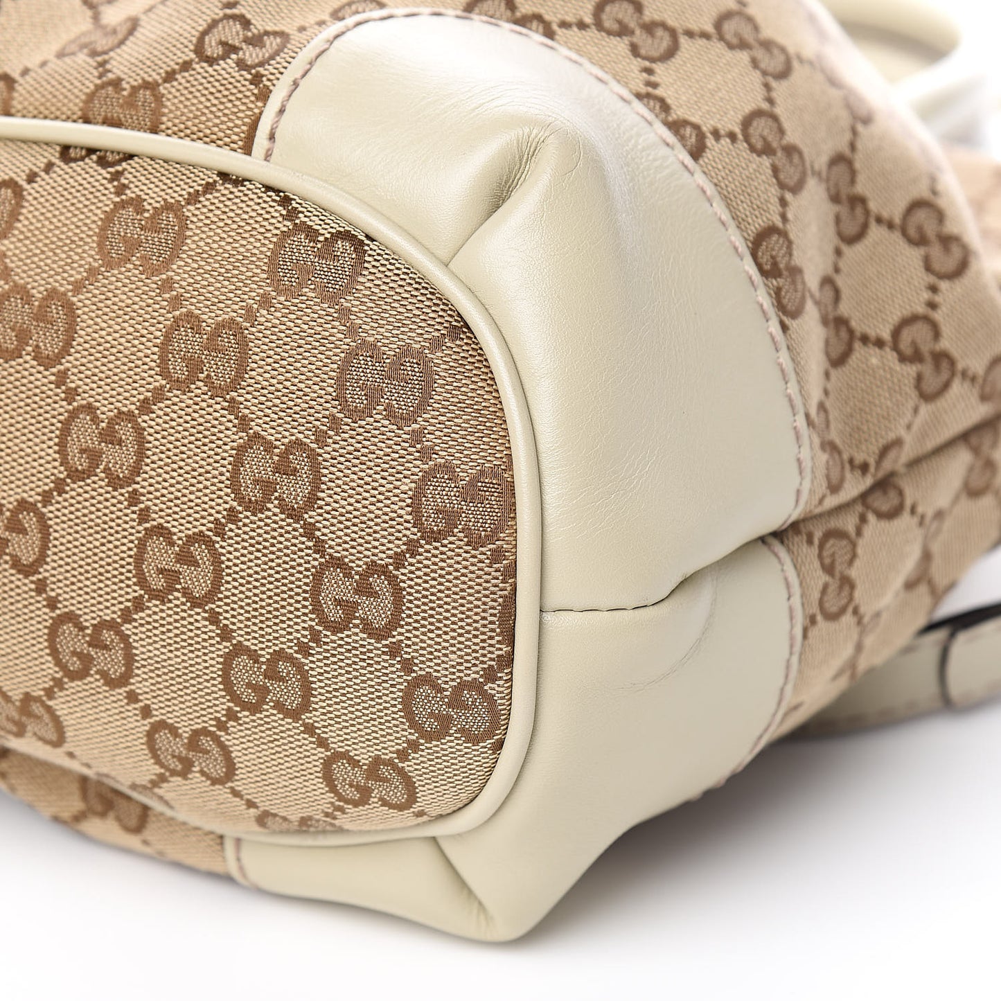 Monogram Margaux Calfskin Medium Sukey Top Handle Bag Beige Ebony Mystic White