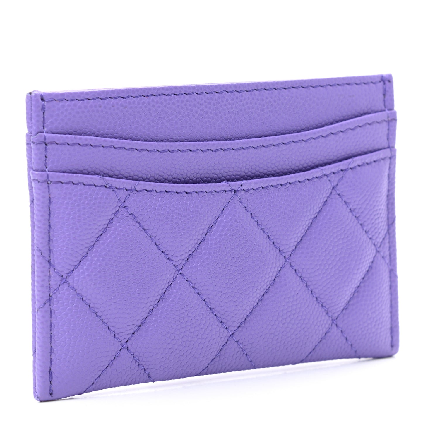 Caviar Quilted Card Holder Purple
