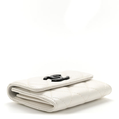 Chanel Caviar Quilted My Everything Flap Card Holder Wallet White Black 4 of 9