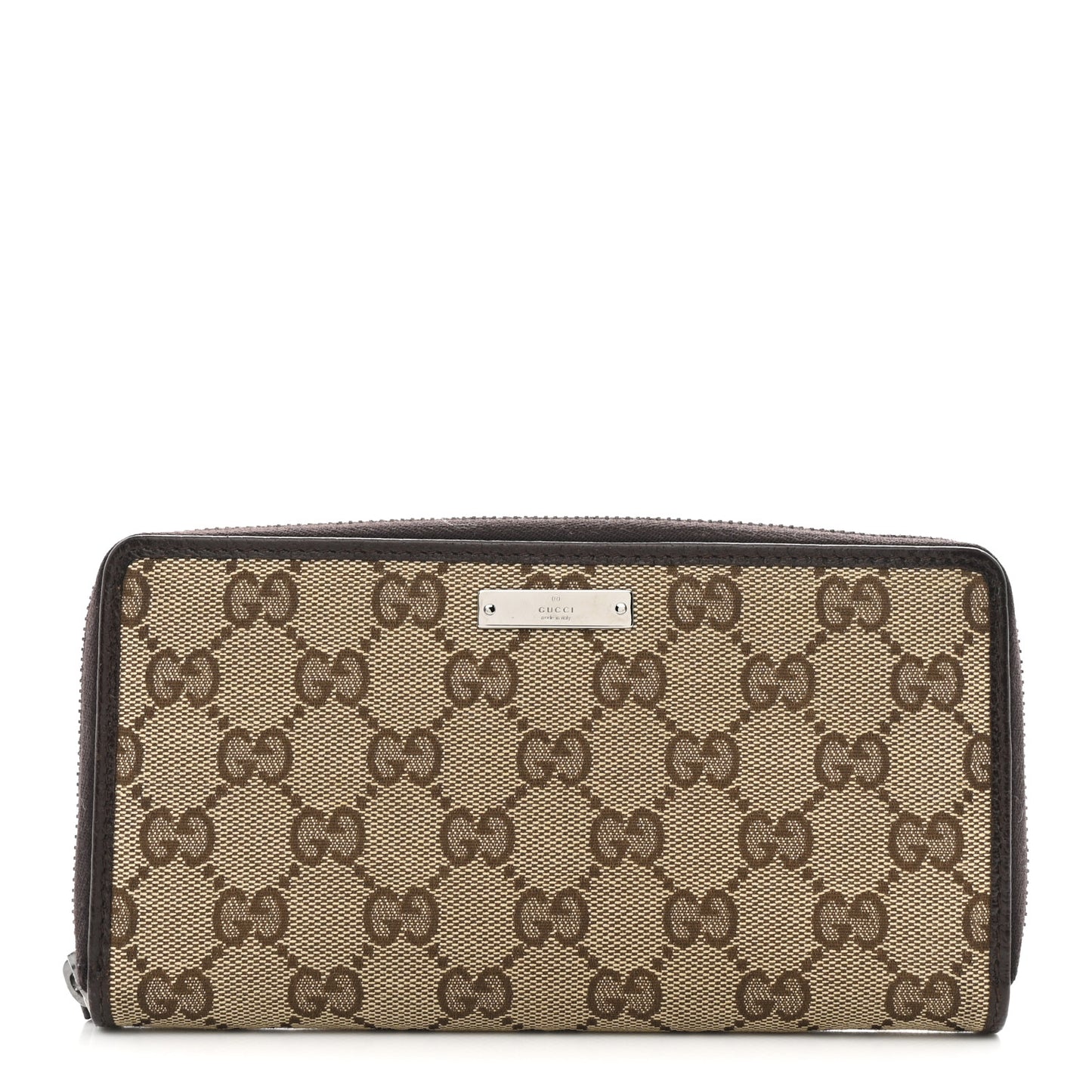 Monogram Metal Bar Zip Around Wallet Dark Brown