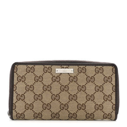 Gucci Monogram Metal Bar Zip Around Wallet Dark Brown 1 of 9
