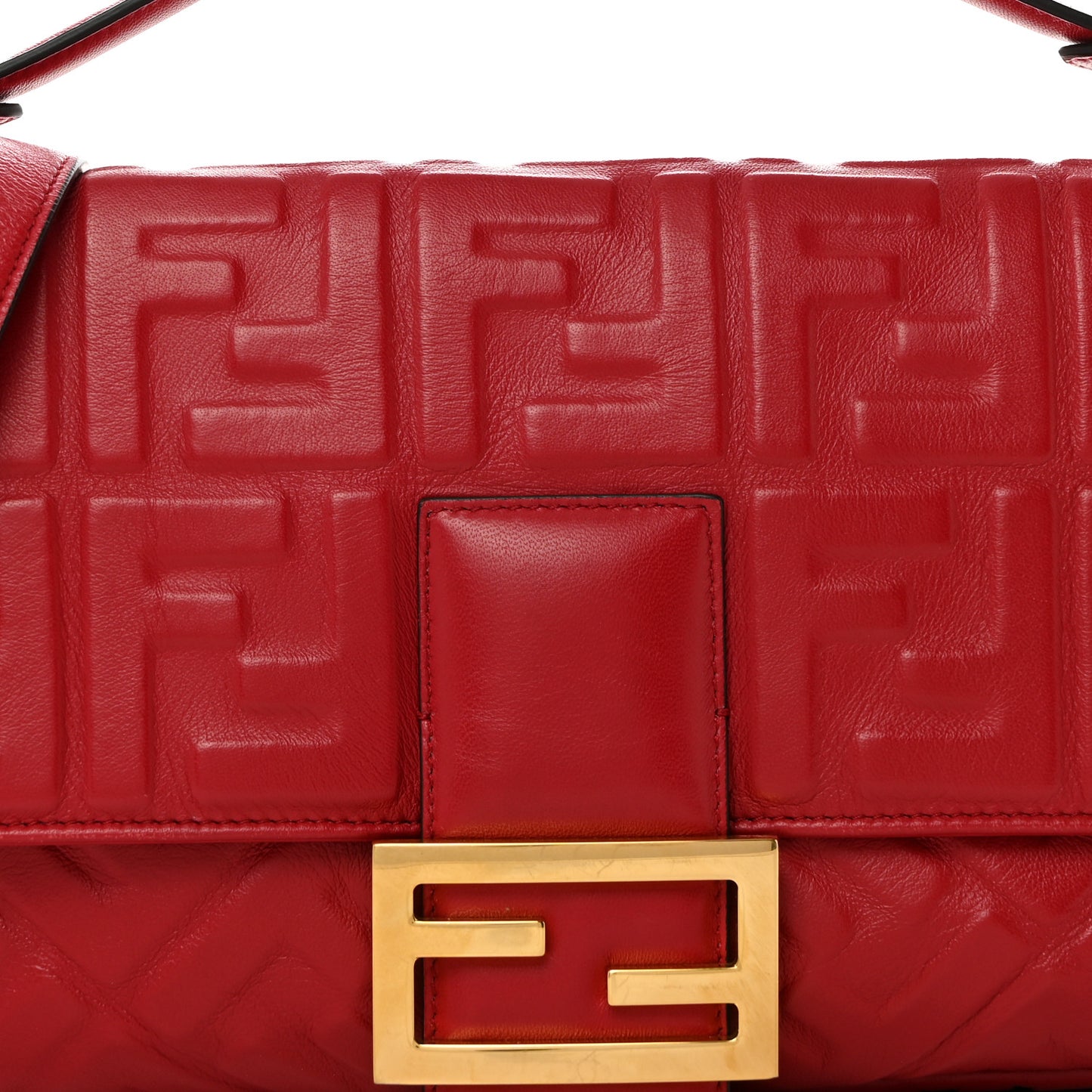 Nappa FF 1974 Embossed Large Baguette Fragola