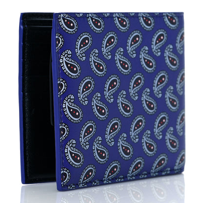 Balenciaga Calfskin Logo Paisley Square Bi-Fold Wallet Blue 3 of 11