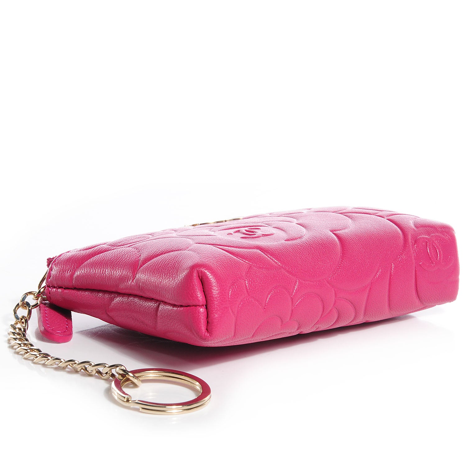 Chanel Lambskin Camellia Embossed Key Holder Case Fuchsia 4 of 7