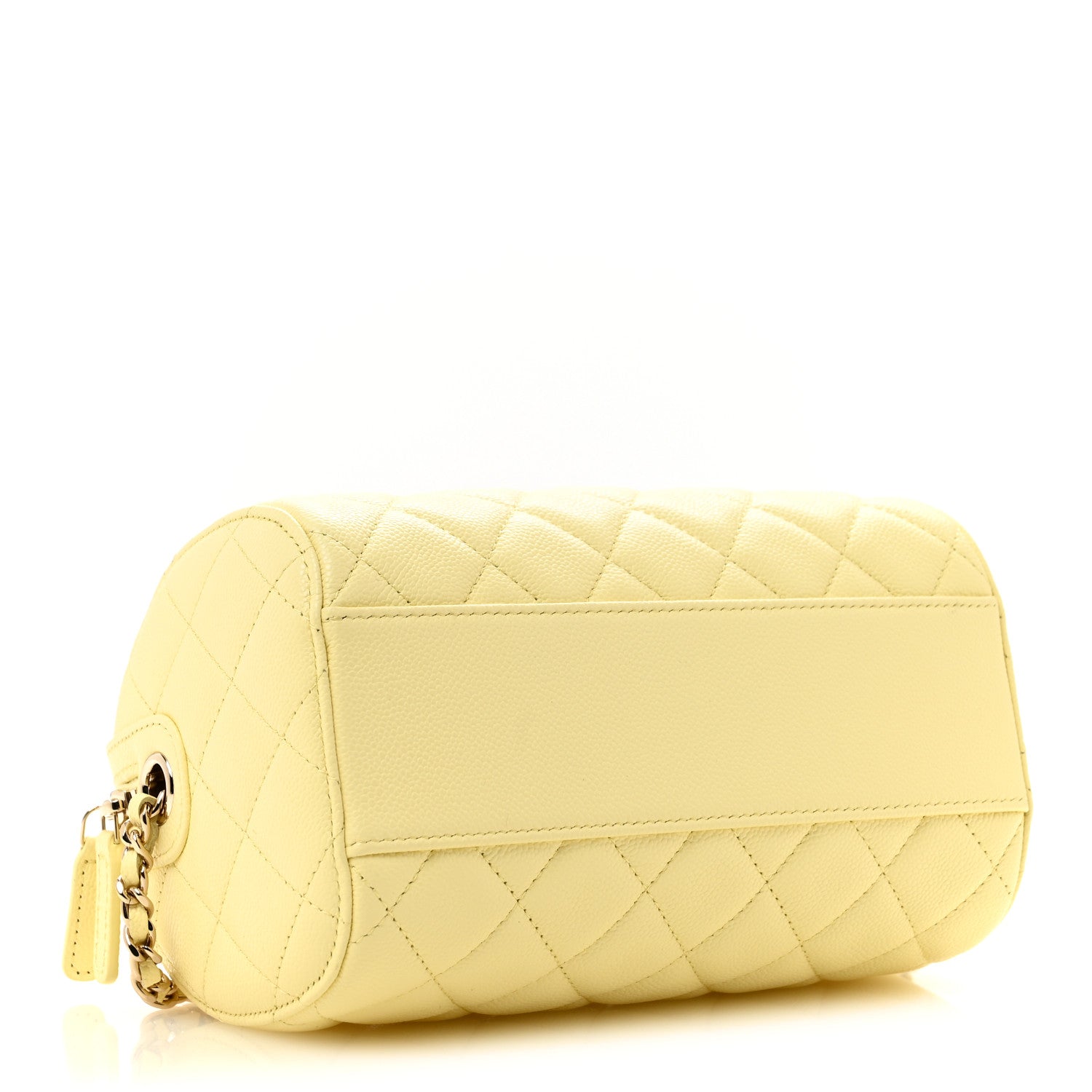 Chanel Caviar Quilted Barrel Clutch With Chain Light Yellow 4 of 11