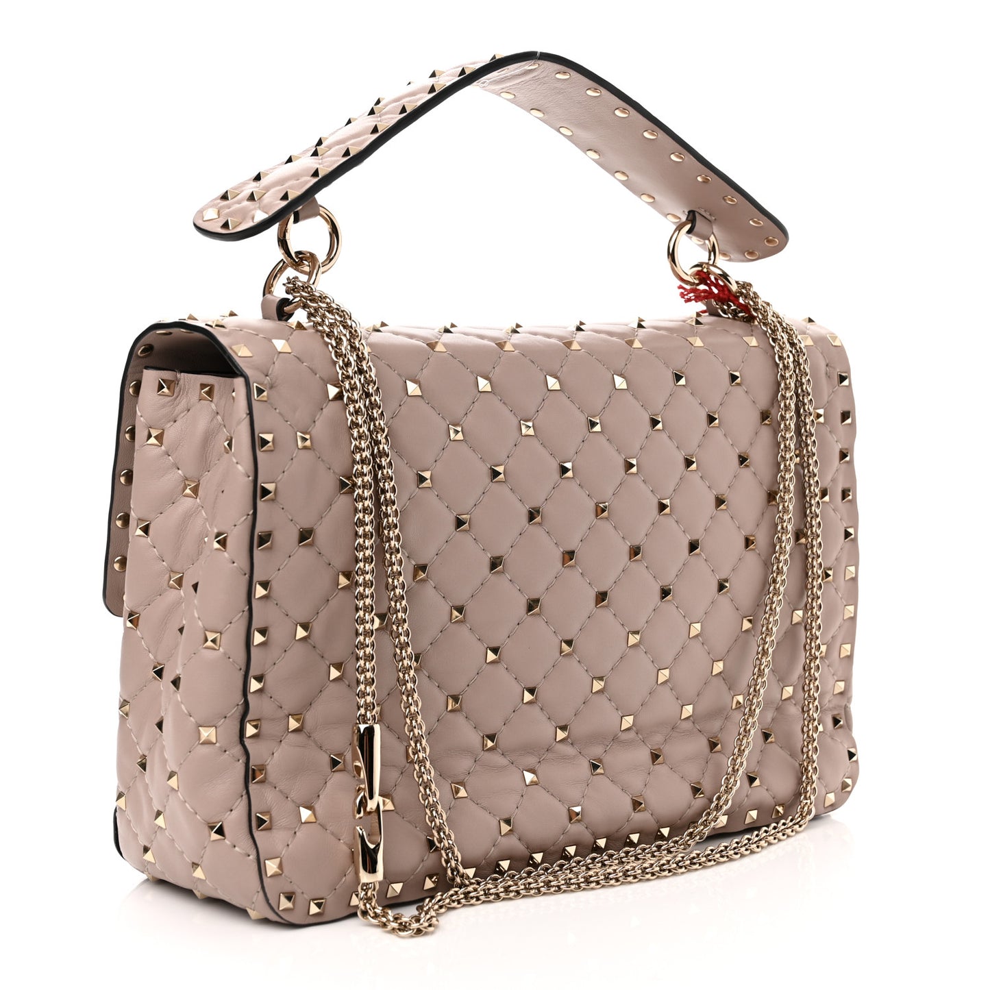 Lambskin Medium Rockstud Spike Shoulder Bag Poudre