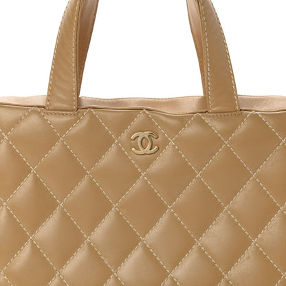 Chanel Calfskin Wild Stitch Top Handle Bag Beige 10 of 11