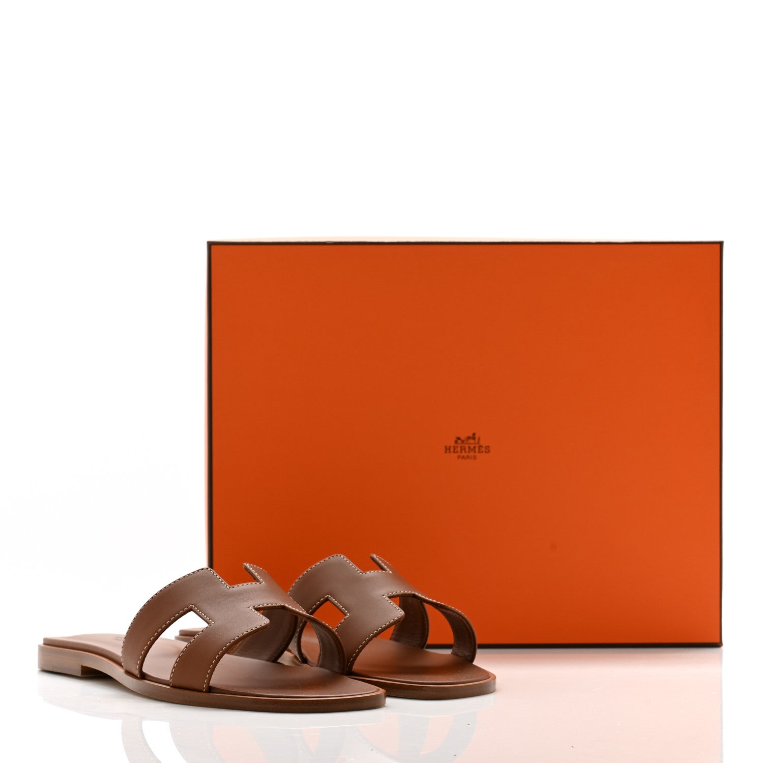 Hermes Box Calfskin Oran Sandals 36 Gold 9 of 9