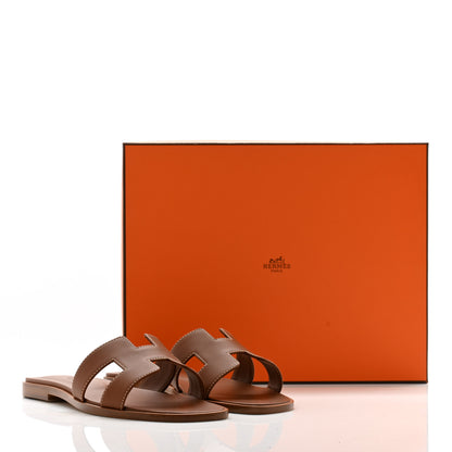 Hermes Box Calfskin Oran Sandals 36 Gold 9 of 9