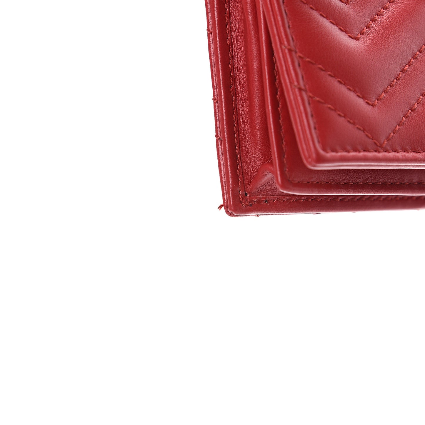 Calfskin Matelasse GG Marmont Card Case Wallet Hibiscus Red
