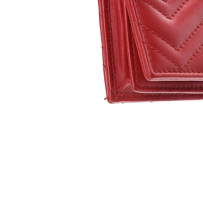 Gucci Calfskin Matelasse GG Marmont Card Case Wallet Hibiscus Red 7 of 8