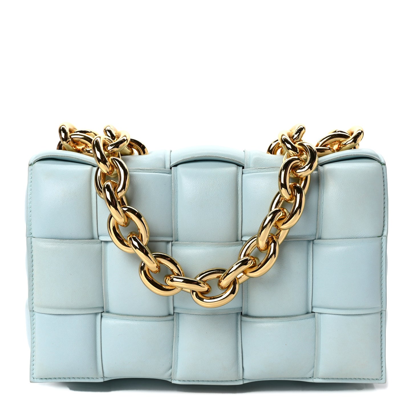 Lambskin Maxi Intreccio Padded Chain Cassette Crossbody Bag Spearmint