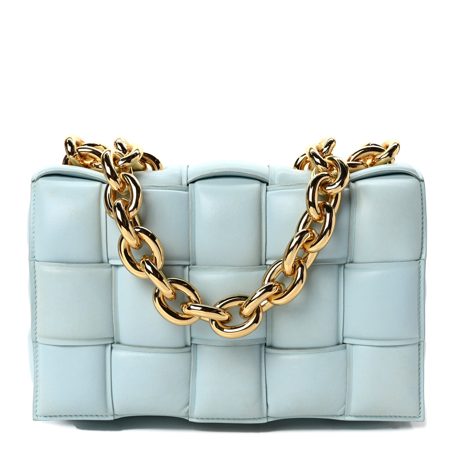 Bottega Veneta Lambskin Maxi Intreccio Padded Chain Cassette Crossbody Bag Spearmint 1 of 8