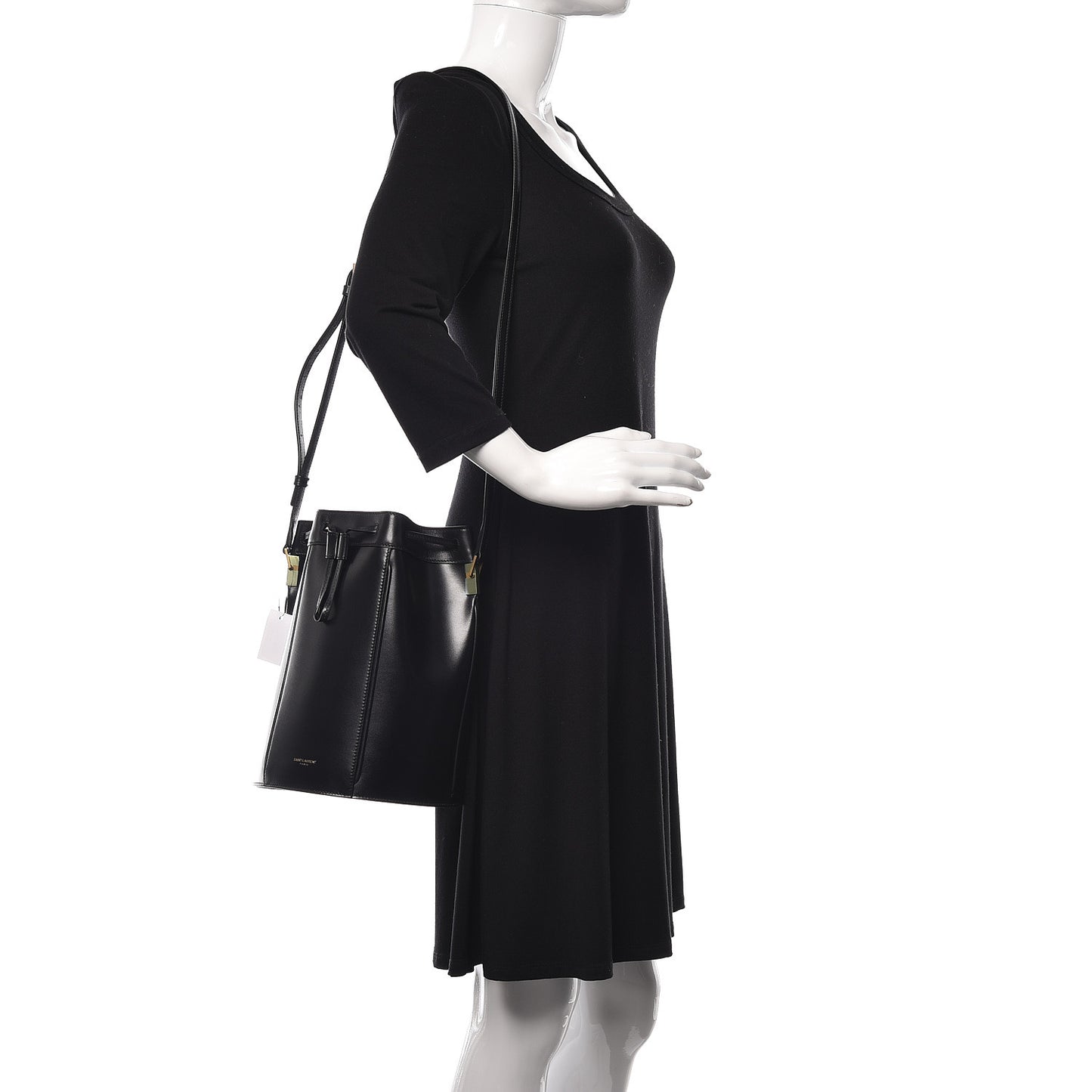 Smooth Calfskin Medium Talitha Bucket Bag Black