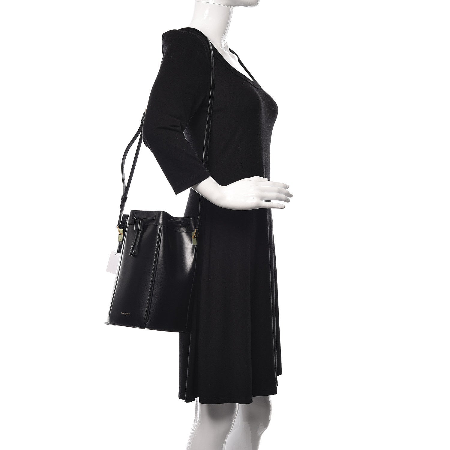 Saint Laurent Smooth Calfskin Medium Talitha Bucket Bag Black 2 of 9