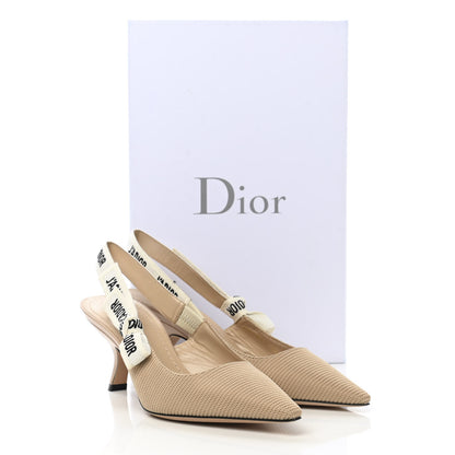 Christian Dior Technical Canvas Ribbon J Adior Slingback 65mm Pumps 36.5 Powder Nude 9 of 9