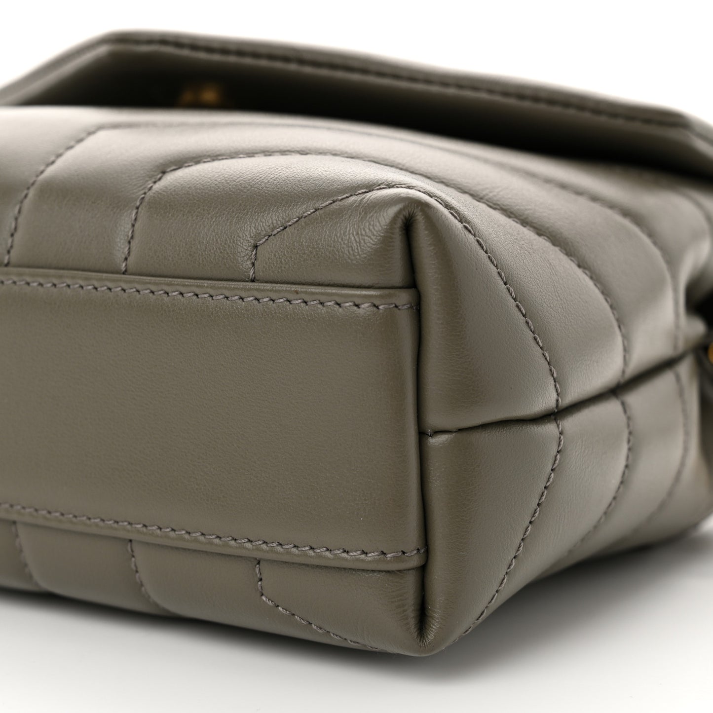 Calfskin Y Quilted Monogram Toy Loulou Crossbody Bag Grey Kaki