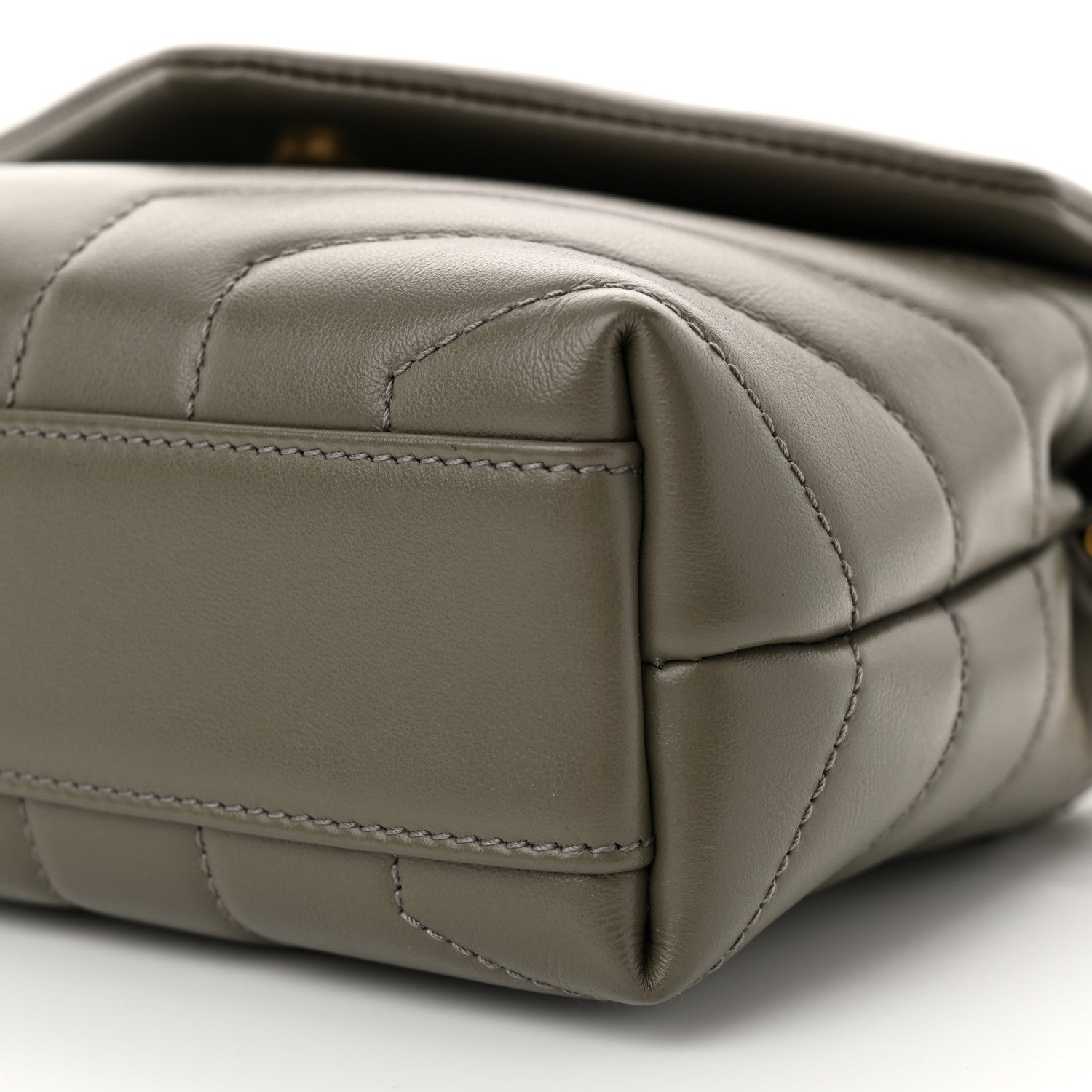 Saint Laurent Calfskin Y Quilted Monogram Toy Loulou Crossbody Bag Grey Kaki 10 of 11