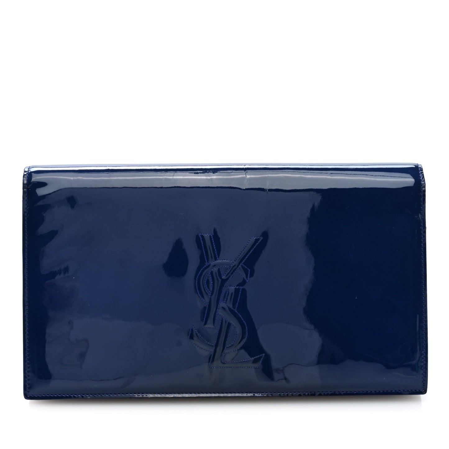 Patent Calfskin Monogram Large Belle De Jour Clutch Royal Blue