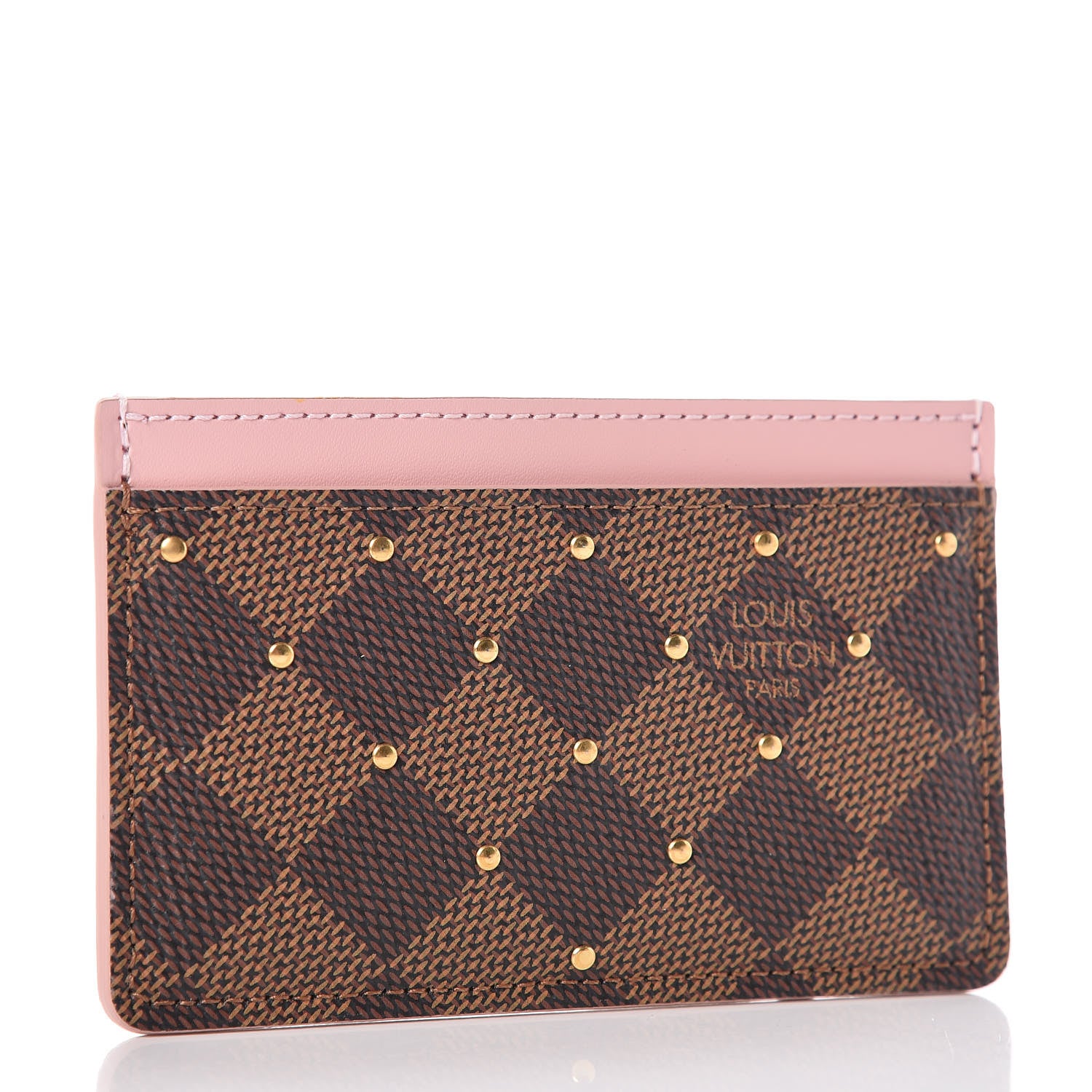 Louis Vuitton Damier Ebene Studded Card Holder Rose Ballerine 3 of 9