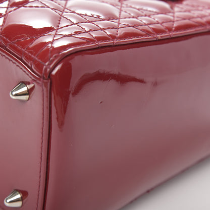 Christian Dior Patent Cannage Medium Lady Dior Burgundy Red 9 of 13