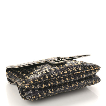 Chanel Snakeskin Houndstooth Print Flap Bag Black White 4 of 9