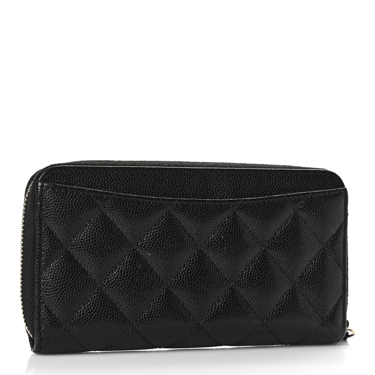 Caviar Quilted Medium Zip Around Wallet Black