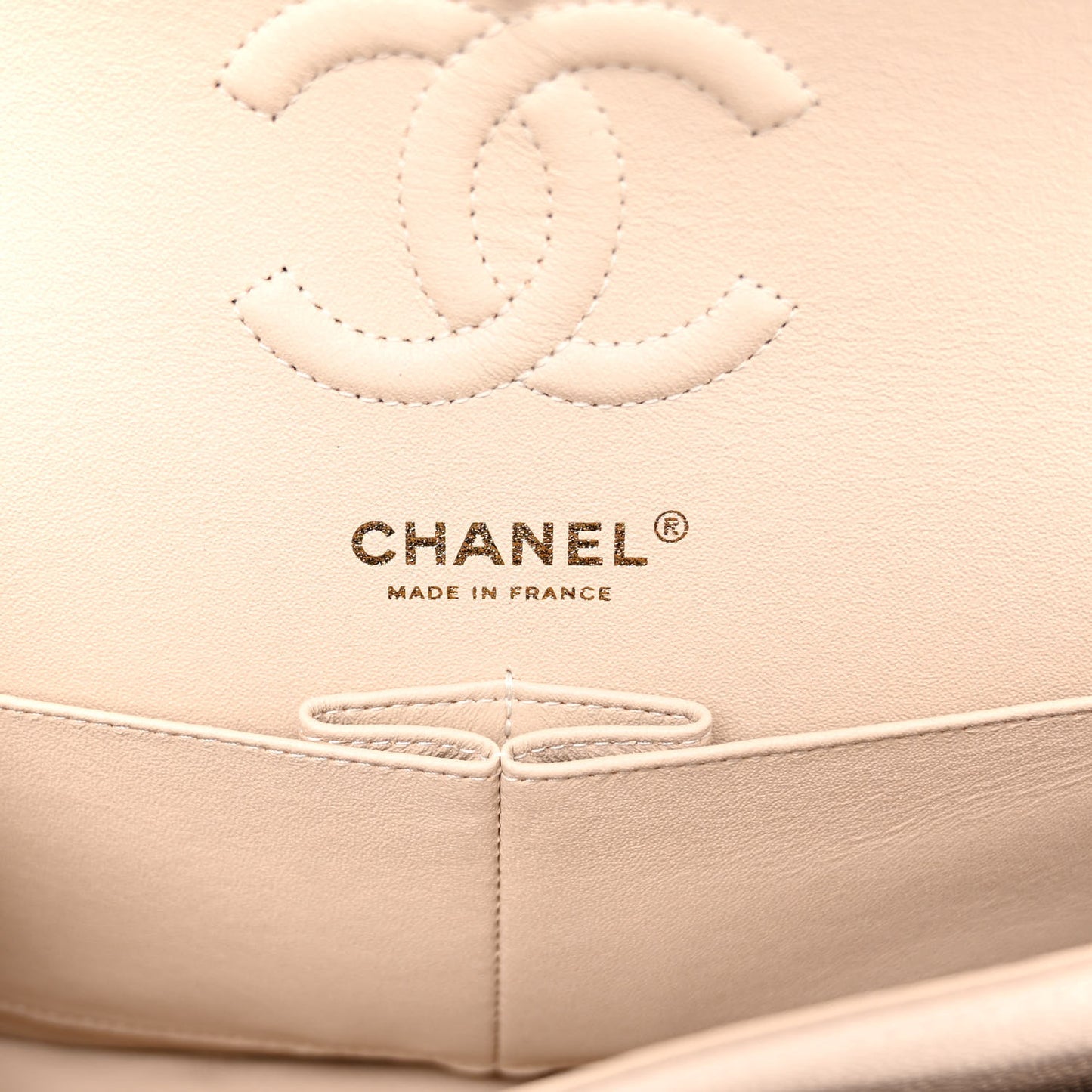 Caviar Chevron Quilted Small Double Flap Beige