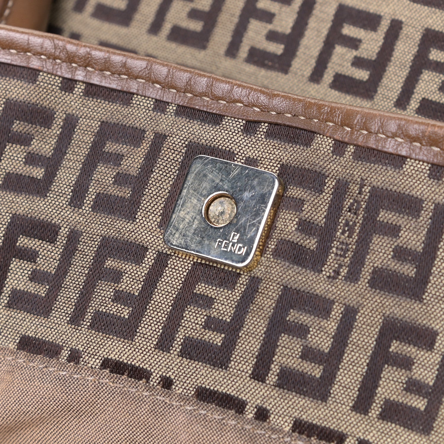 Fendi Zucchino Cuoio Chef Shopping Tote Mogano Panna Fango 17 of 17
