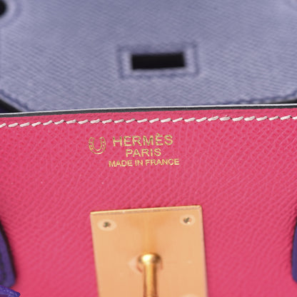 Hermes Epsom Horseshoe Birkin 30 Blue Encre Ultraviolet Rose Tyrien 17 of 35