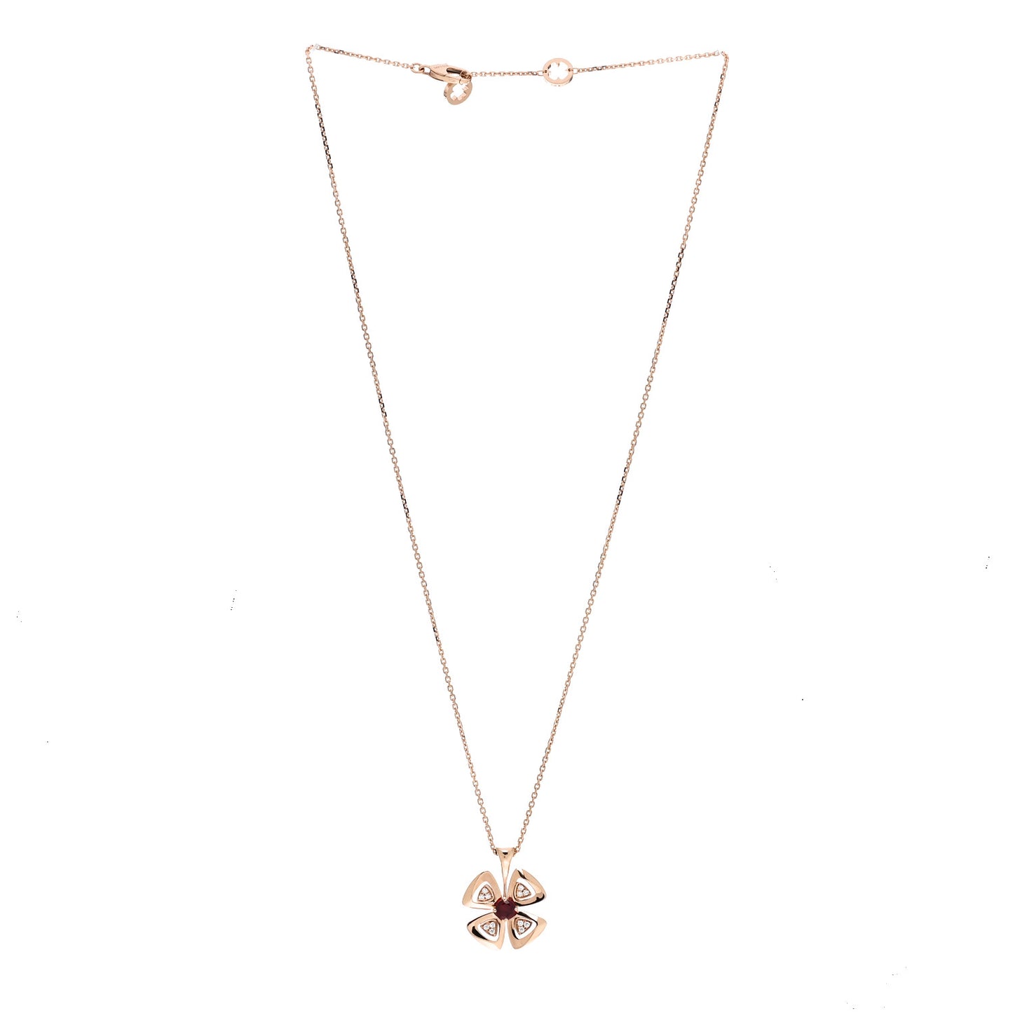 18K Rose Gold Diamond Ruby Fiorever Pendant Necklace