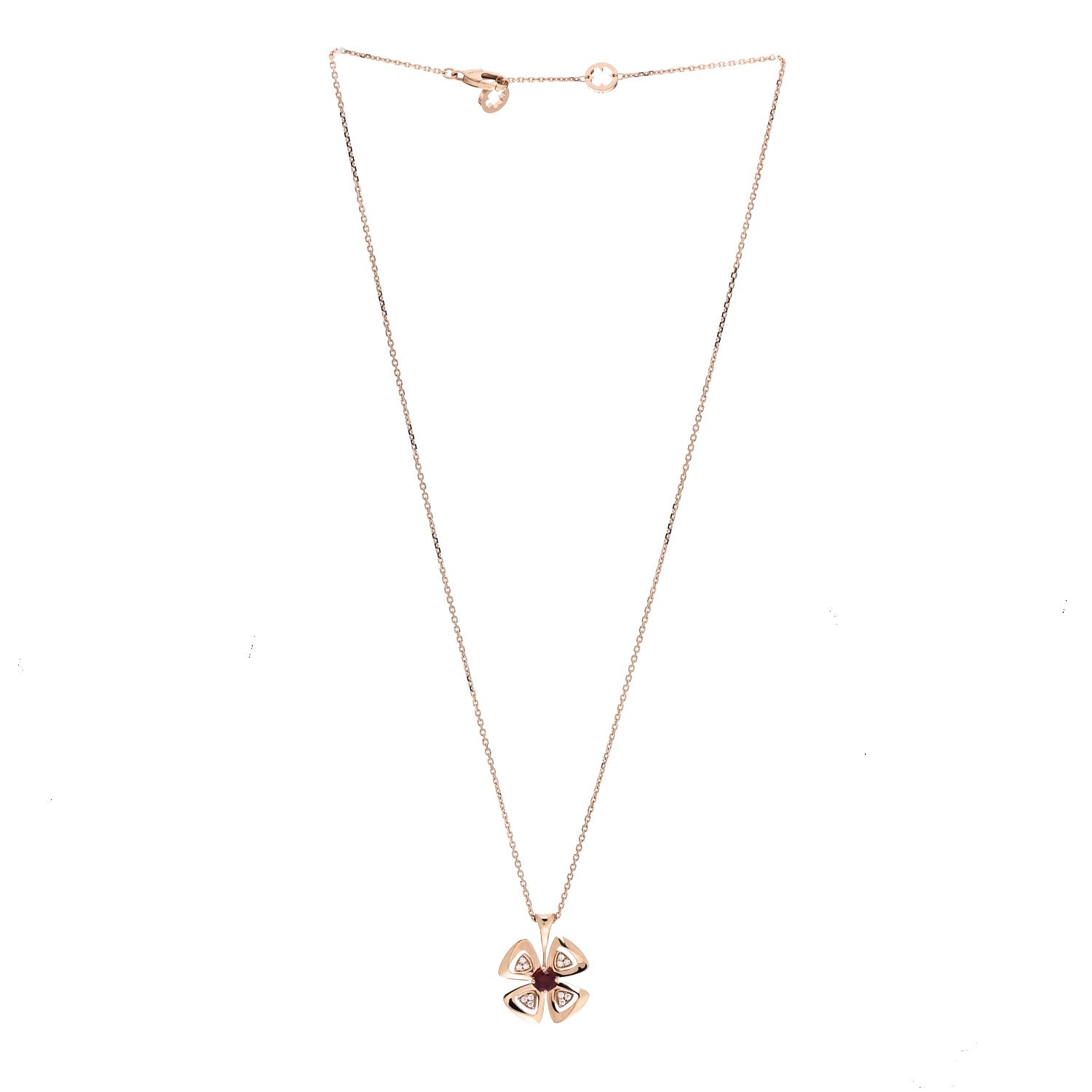 Bulgari 18K Rose Gold Diamond Ruby Fiorever Pendant Necklace 3 of 5