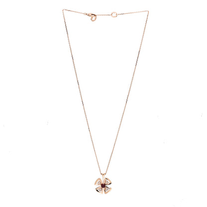 Bulgari 18K Rose Gold Diamond Ruby Fiorever Pendant Necklace 3 of 5