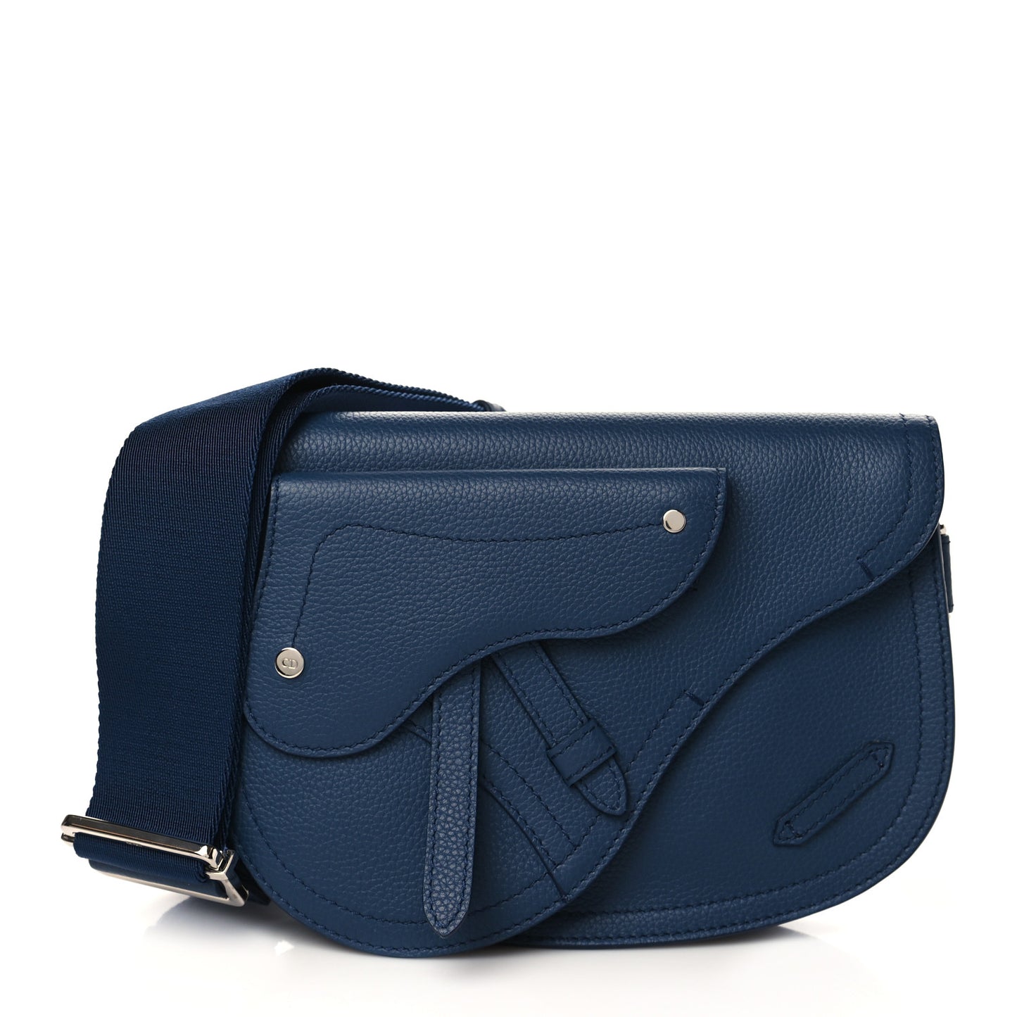 Grained Calfskin Saddle Pouch Blue