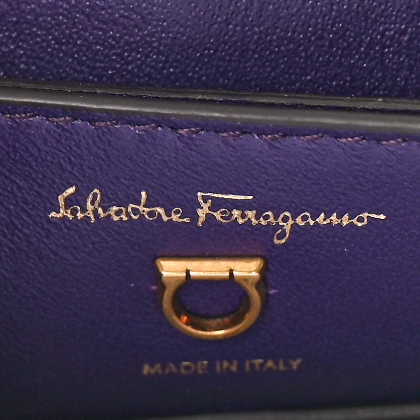 Salvatore Ferragamo Calfskin Small Margot Top Handle Satchel Sommerso Purple 6 of 9