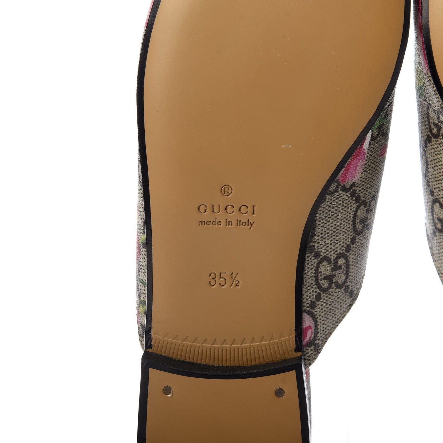 GG Supreme Monogram Blooms Womens Princetown Slippers 35.5 Beige Multicolor Dry Rose
