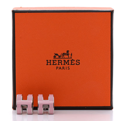 Hermes Palladium Lacquered Pop H Earrings Rose Dragee 5 of 5
