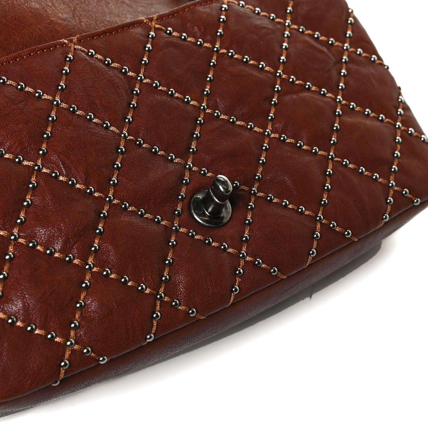 Chanel Studded Calfskin Lambskin Paris Dallas Flap Brown 15 of 15