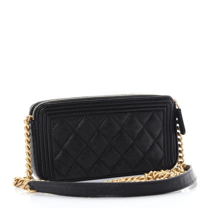 Chanel Caviar Quilted Small Boy Clutch With Chain Black 3 of 11