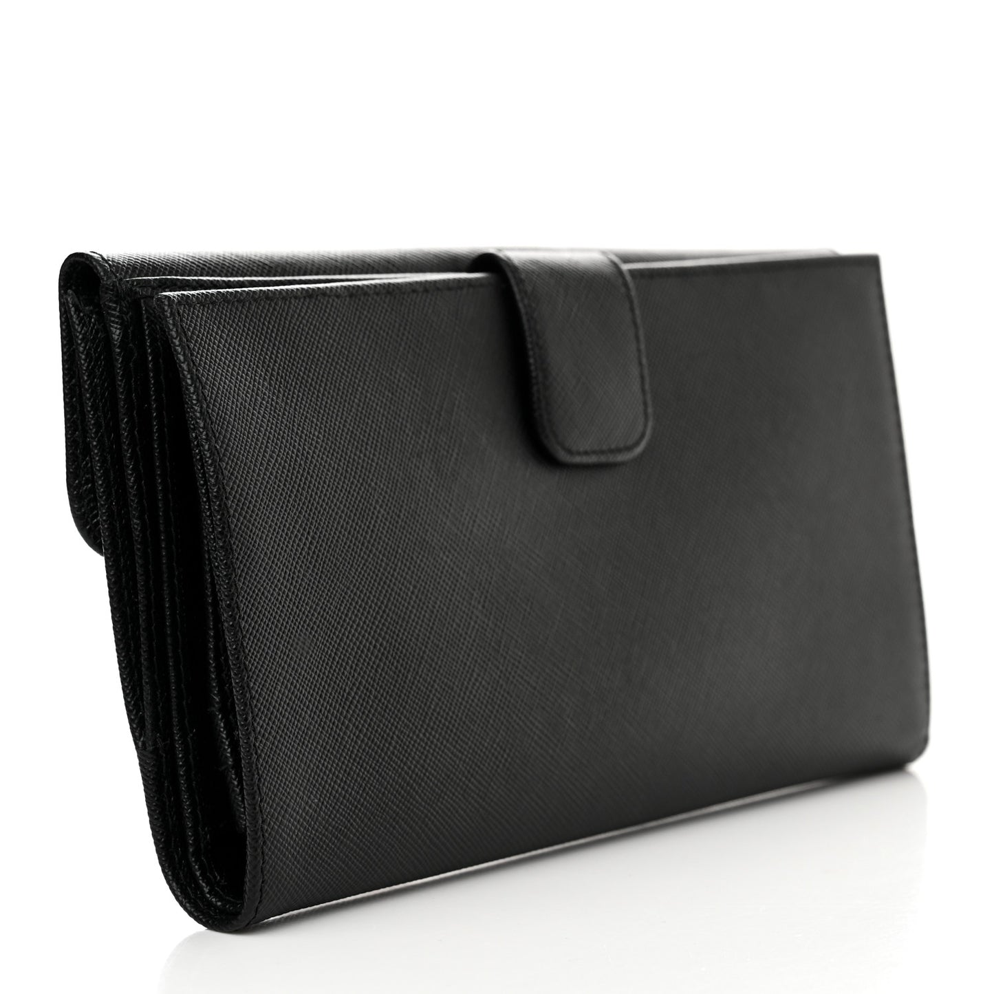 Saffiano Metal Large Flap Wallet Black