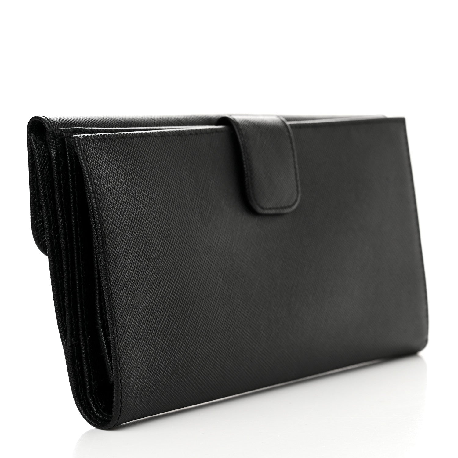 Prada Saffiano Metal Large Flap Wallet Black 3 of 12