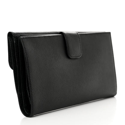 Prada Saffiano Metal Large Flap Wallet Black 3 of 12