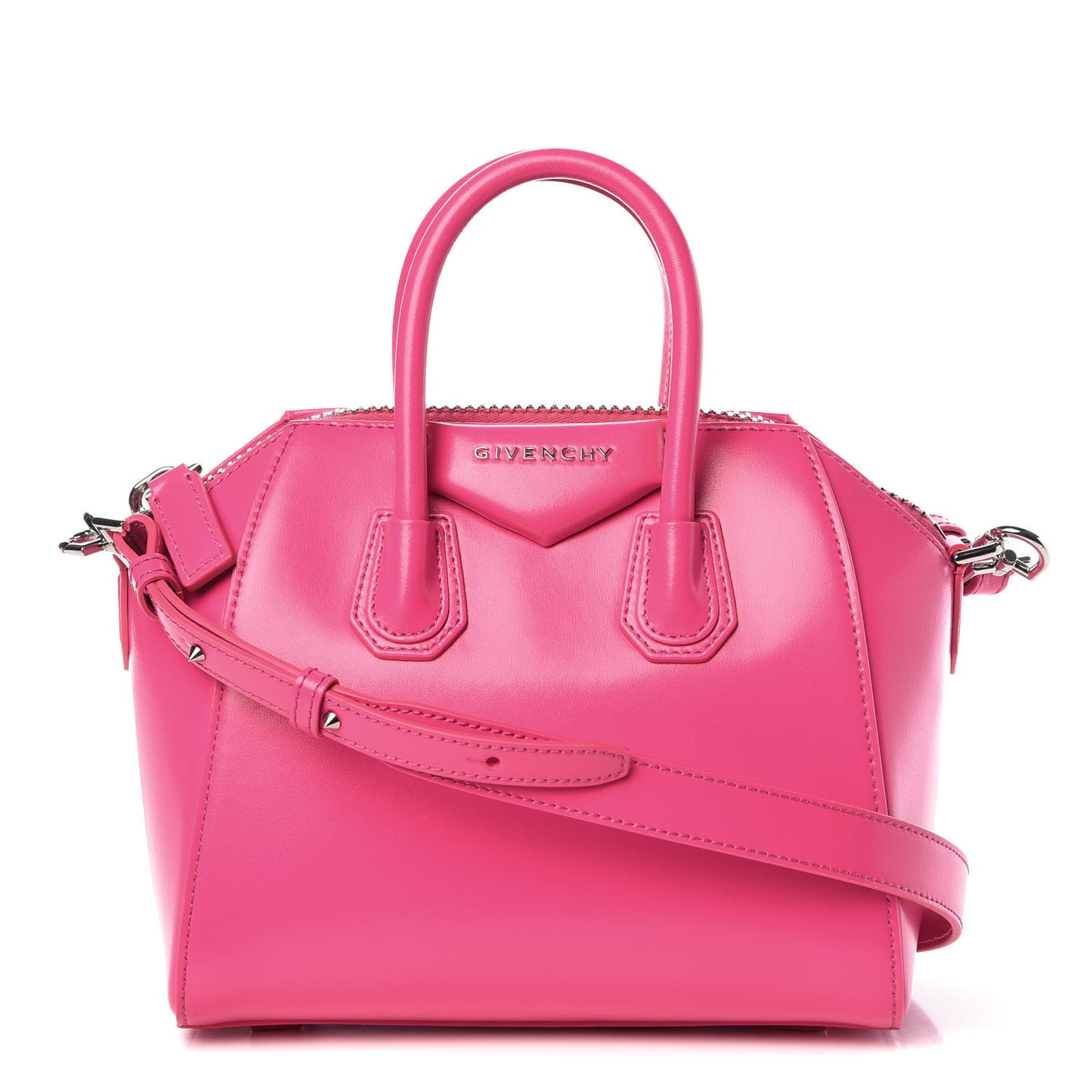 Shiny Lord Calfskin Mini Antigona Shocking Pink