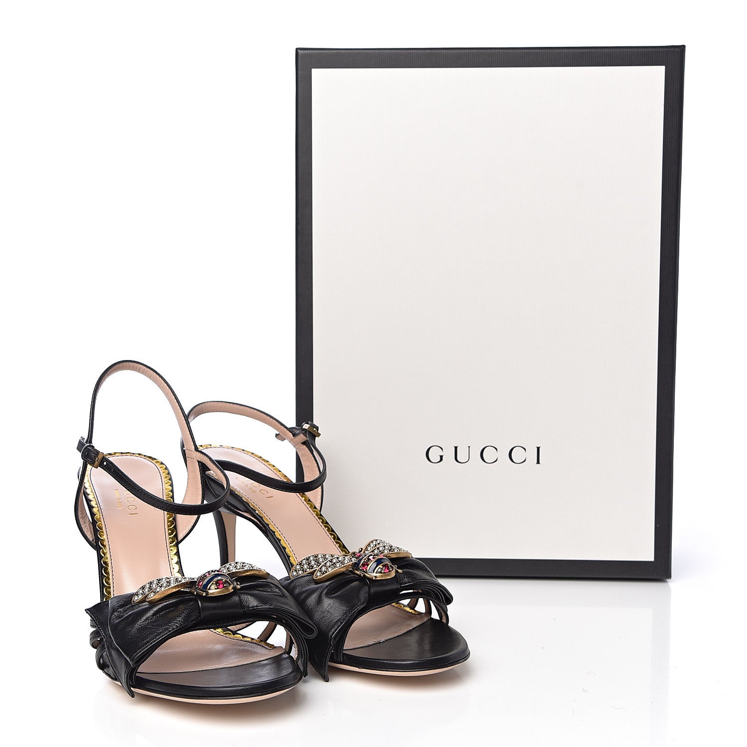 Gucci Nappa Queen Margaret Mid Heel Sandals 38.5 Black 9 of 9