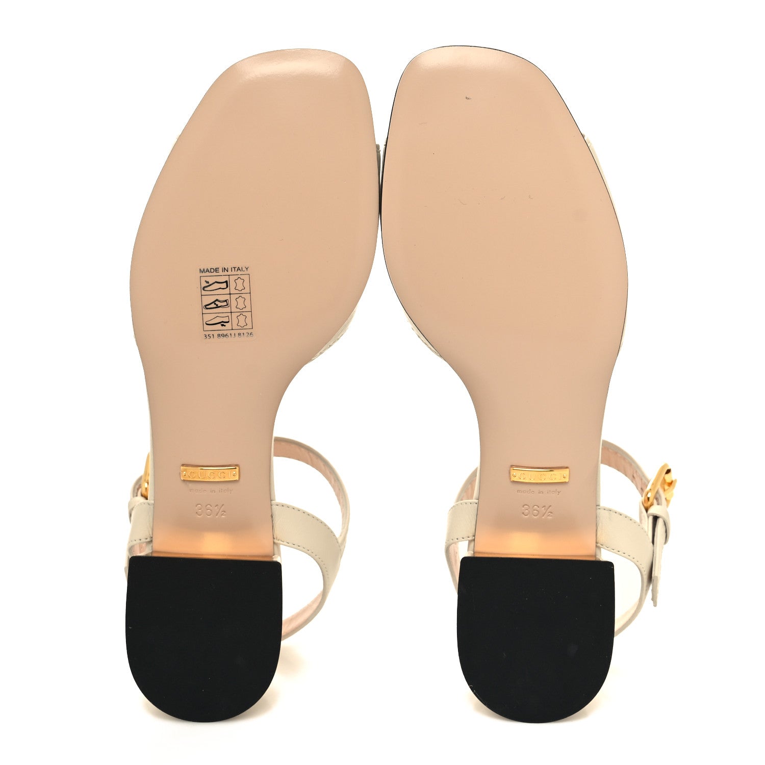Gucci Nappa Horsebit Block Heel Sandals 36.5 Mystic White 5 of 8