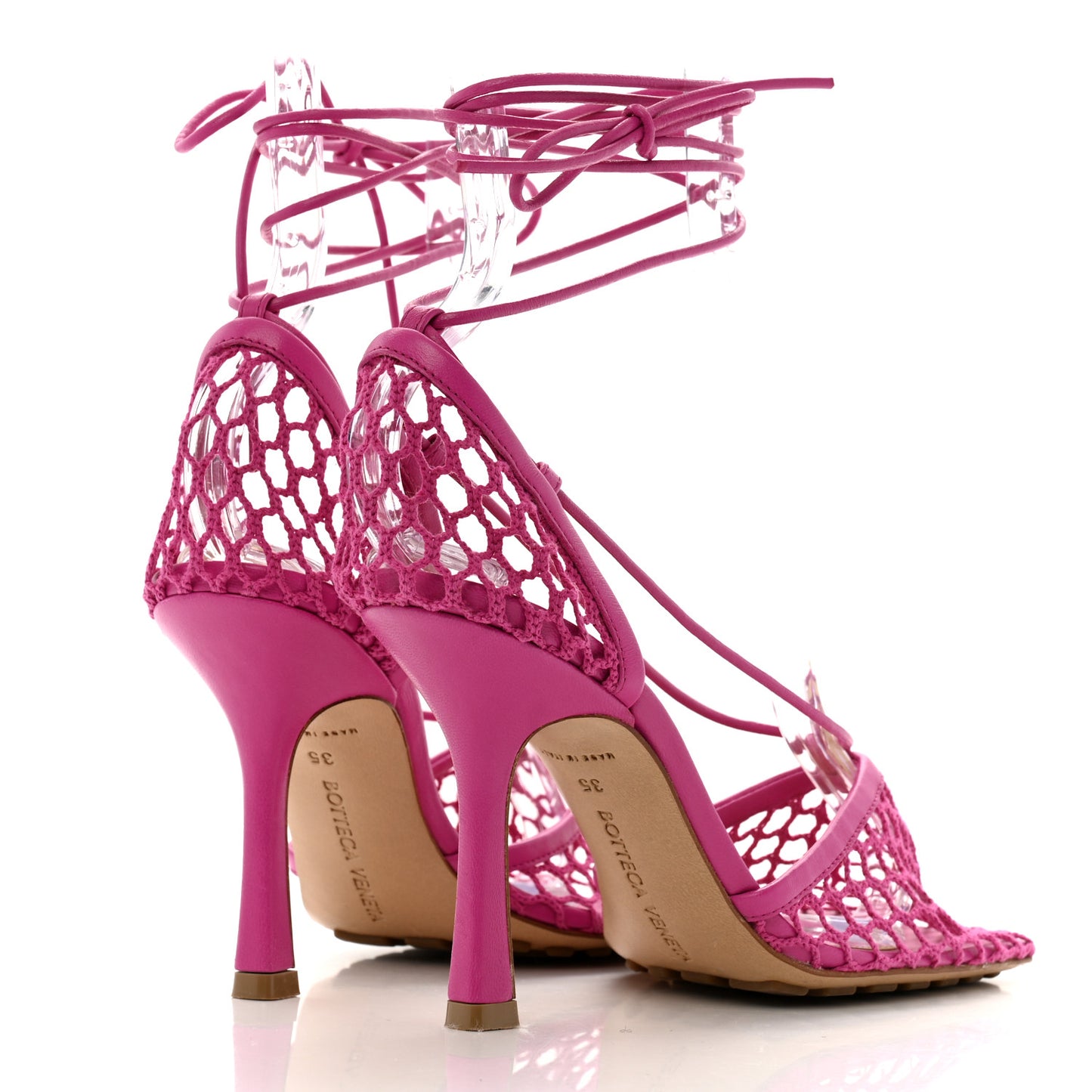 Mesh Nappa Stretch Ankle Tie 90mm Sandals 35 Hollyhock