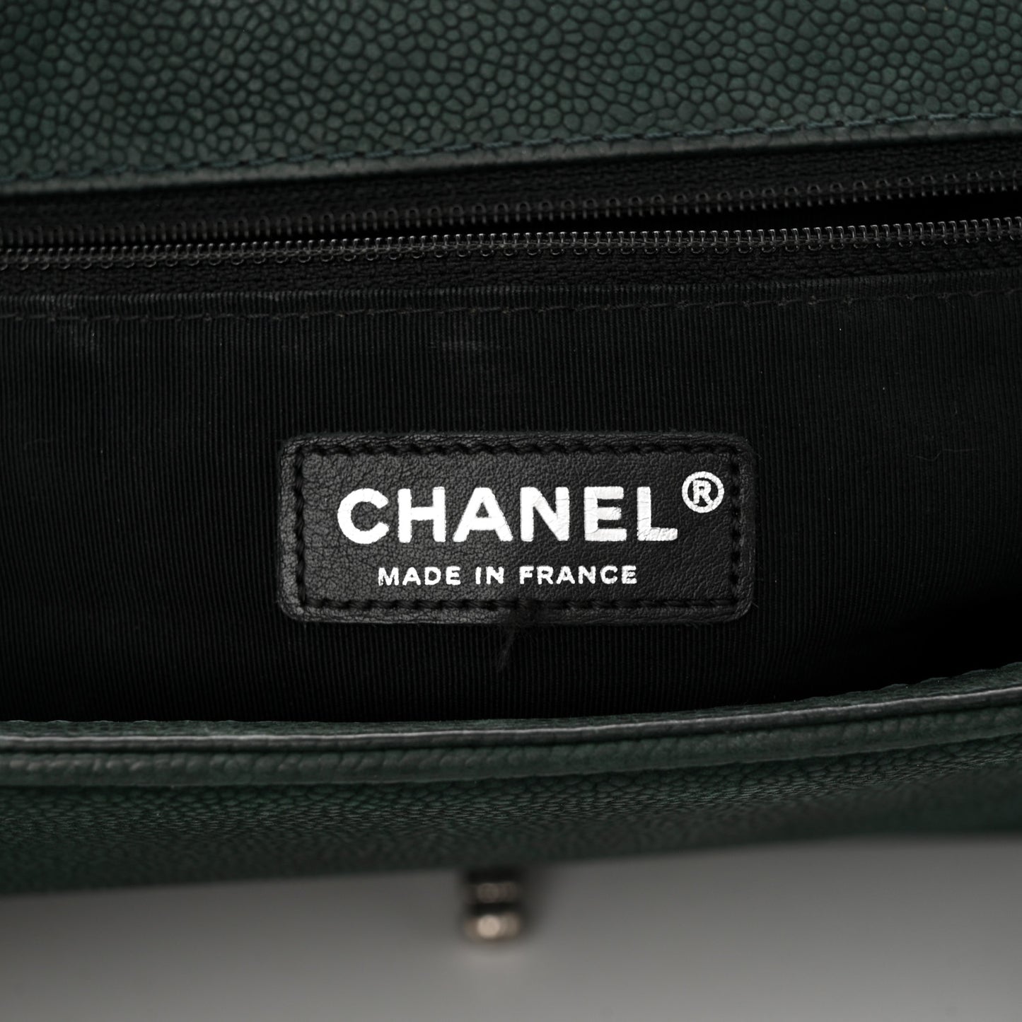 Iridescent Caviar Quilted Large Boy Flap Dark Green