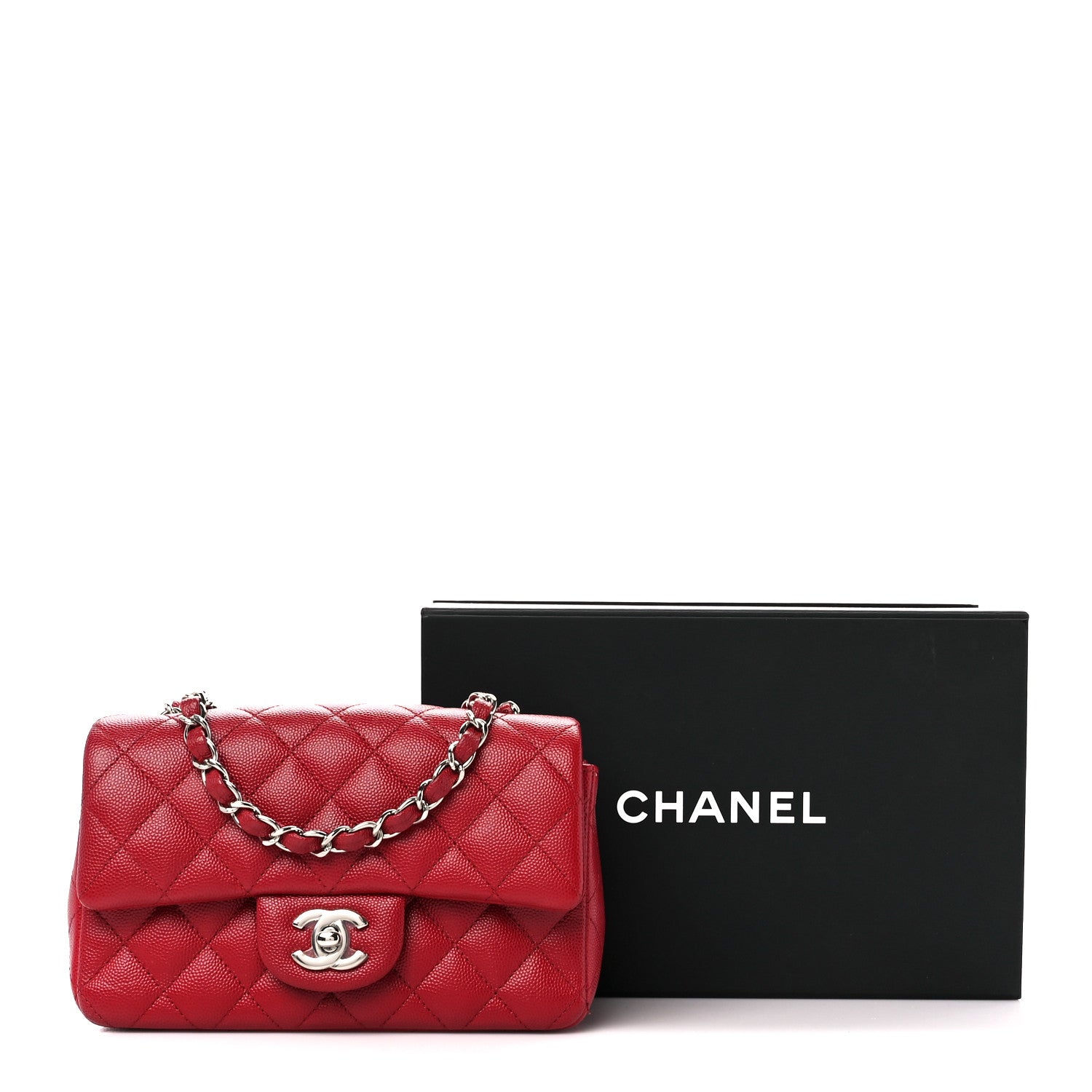 Chanel Caviar Quilted Mini Rectangular Flap Red 11 of 11